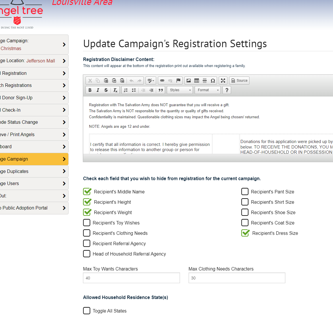 Campaign customization features